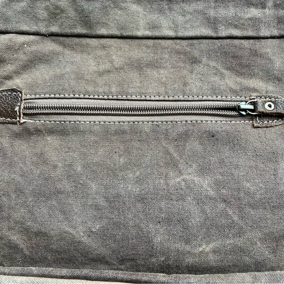 Myra Bag Factual Upcycled Canvas & Cowhide Crossbody Bag - Picture 4 of 5